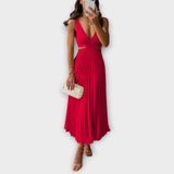 Eleganti midi vakara kleitas ar plisējumu
