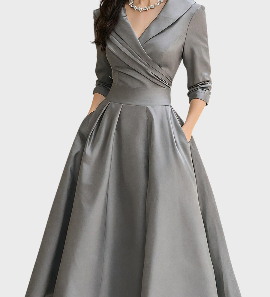 Tereza | Eleganti midi kleitas ar garām piedurknēm