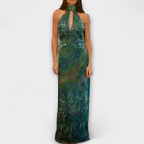 Maisie - Monet Iris Print Maxi Kleita