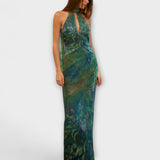 Maisie - Monet Iris Print Maxi Kleita