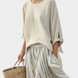 Eva Elegants Komplekts Oversize Blūze-Svārki Lins