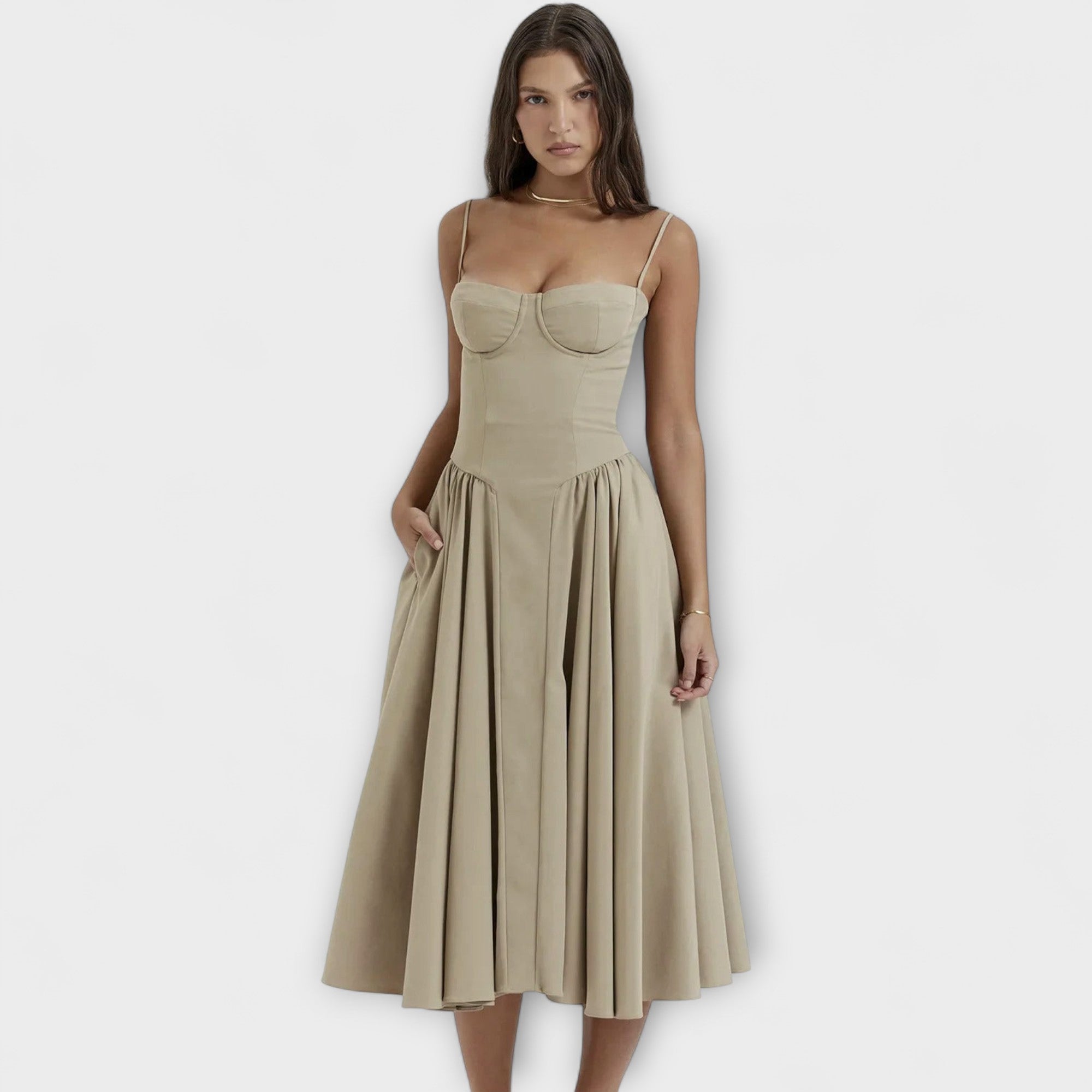 Rosalie - Eleganti bezpiedurkņu korsetes kleita