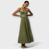 Marilyn - Midi Tīkla Salikta Svārku Kleita ar Bustier Dizainu