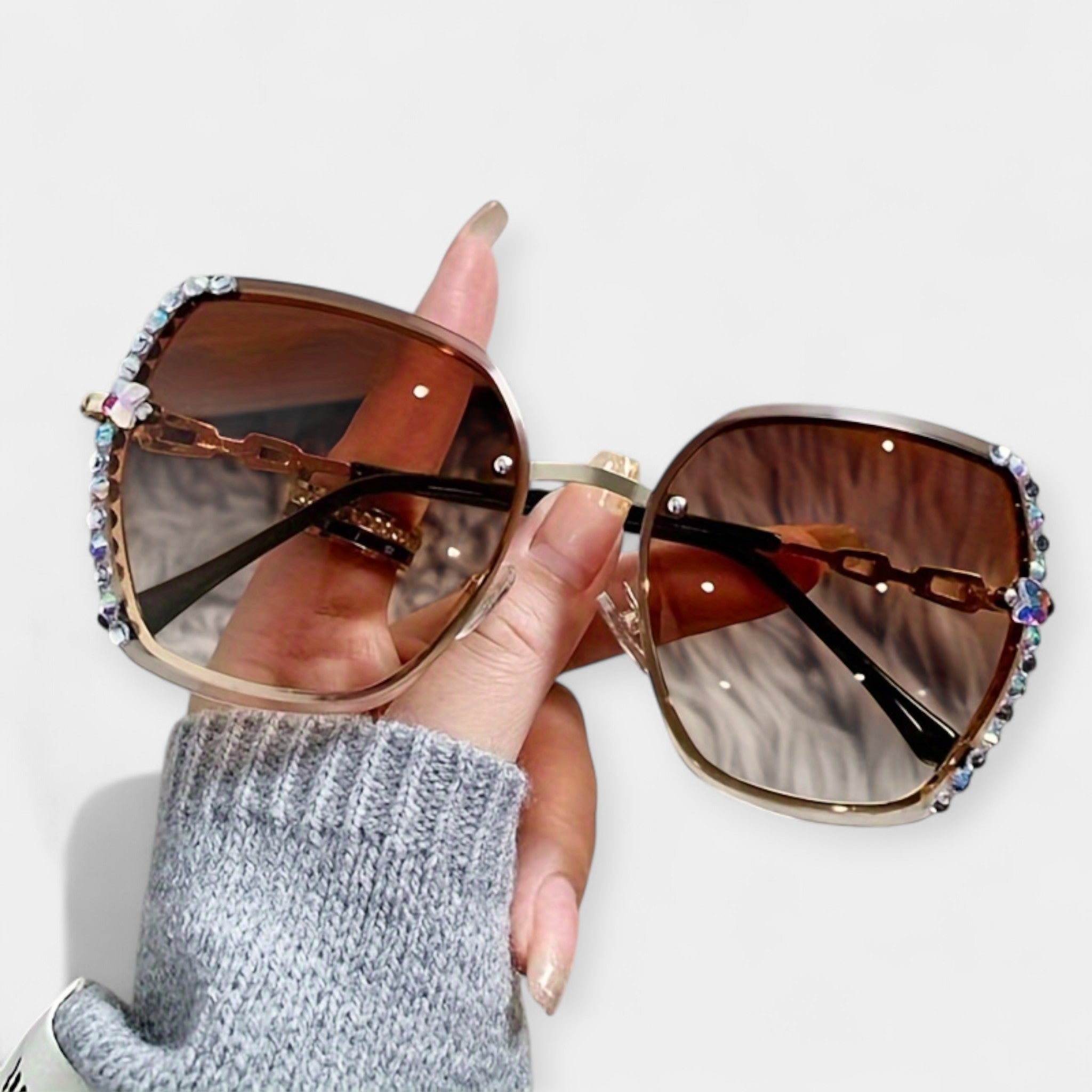 Lucie Eleganti Metāla Saules Brilles Ar Gradienta Lēcām
